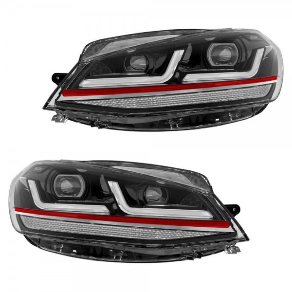 OSRAM LEDriving® Voll LED Scheinwerfer für VW Golf 7.5 VII Facelift Bj. 17-20 Schwarz Rot