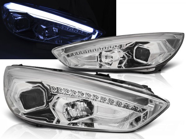 Scheinwerfer DRL LED Tagfahrlicht für Ford Focus 3 Bj. 15-18 Chrom