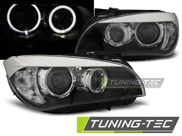 Scheinwerfer LED Angel Eyes für BMW X1 E84 Bj. 09-12 Schwarz
