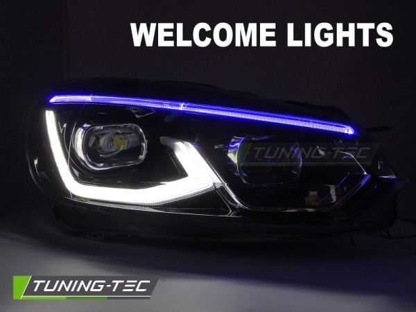 Voll LED Scheinwerfer Tagfahrlicht für VW Golf 6 Bj. 08-13 Schwarz mit LED Blinker