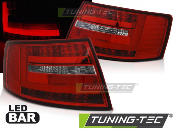 LED Lightbar Rückleuchten für Audi A6 C6 4F Limo Bj. 04-08 Rot/Chrom 6-PIN