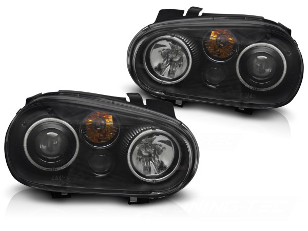Scheinwerfer CCFL Angel Eyes für VW Golf 4 Bj. 97-03 Schwarz mit Nebelscheinwerfer