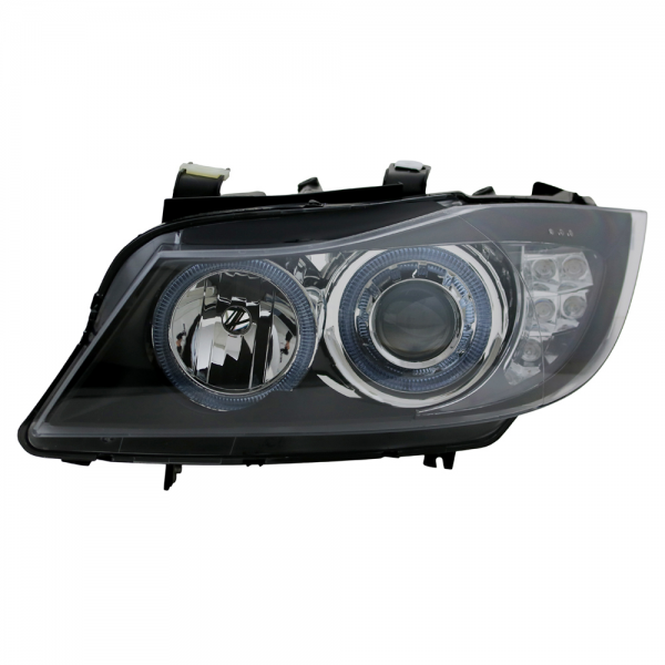 Scheinwerfer Angel Eyes für BMW 3er E90 E91 Bj. 05-08 Schwarz mit LED Blinker