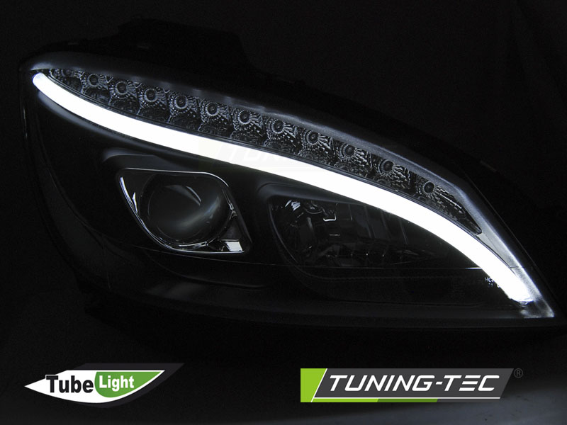 Scheinwerfer LED Tagfahrlicht Optik für Mercedes C-Klasse W204 Bj. 07-10 Schwarz LTI