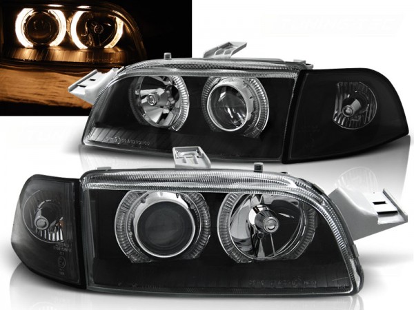 Scheinwerfer Angel Eyes für Fiat Punto 1 Typ 176 Bj. 93-99 Schwarz