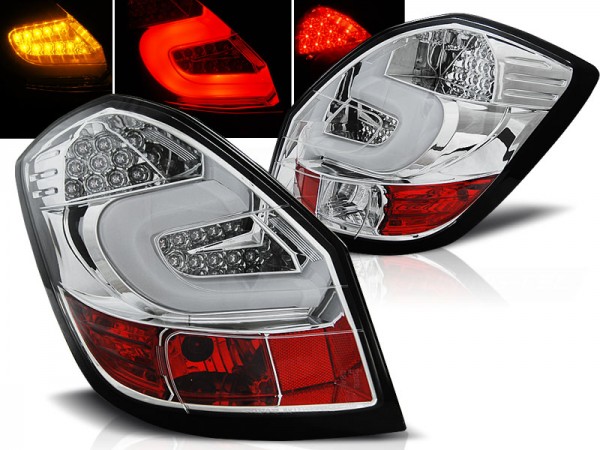LED Lightbar Rückleuchten für Skoda Fabia II (5J) Bj. 07-14 Chrom