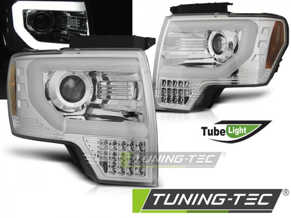 Scheinwerfer LED Tagfahrlicht Optik für Ford F150 MK12 Bj. 08-14 Chrom mit LED Blinker