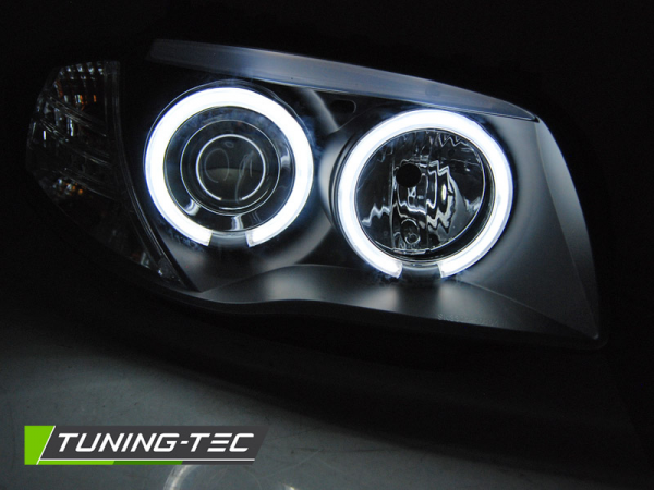 Scheinwerfer CCFL Angel Eyes für BMW 1er E81 E82 E87 E88 Bj. 04-11 Schwarz
