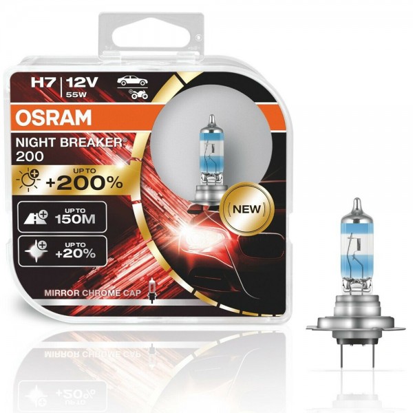 OSRAM NIGHT BREAKER 200 H7 55W 12V +200% Duo Box 64210 Halogen 2er Set