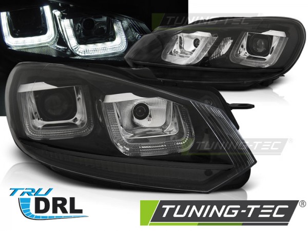 Scheinwerfer U-Tube LED Tagfahrlicht für VW Golf 6 Bj. 08-13 Schwarz Edition