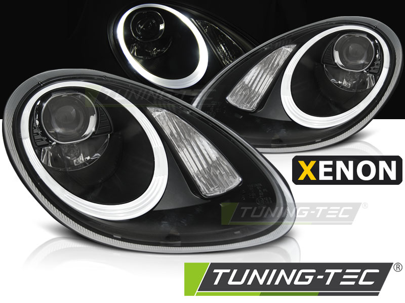 Xenon Scheinwerfer LED Tagfahrlicht Optik für Porsche Boxster 987 / Cayman 987c Schwarz