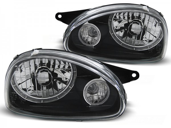 Scheinwerfer Angel Eyes für Opel Corsa B Bj. 93-00 Schwarz