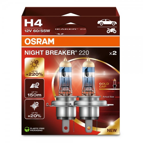 OSRAM NIGHT BREAKER 220 DUOBOX H4 12V +220% 64193 Halogen Glühlampe