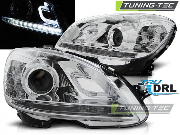 Scheinwerfer DRL LED Tagfahrlicht für Mercedes C-Klasse W204 Bj. 07-10 Chrom