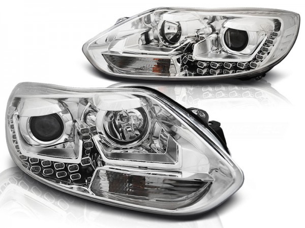 Scheinwerfer LED Tagfahrlicht Optik für Ford Focus 3 Bj. 11-14 Chrom