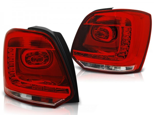 LED Rückleuchten für VW Polo 6R Bj. 09-14 Rot/Chrom