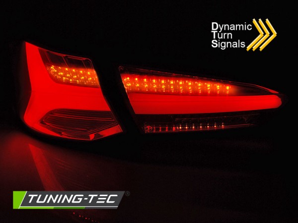 LED Lightbar Rückleuchten für Ford Focus MK4 Bj. 18-21 Rot/Chrom dynamischer Blinker