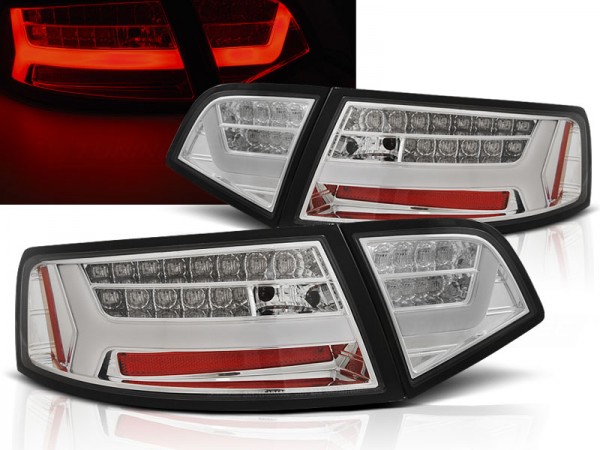 LED Lightbar Rückleuchten für Audi A6 C6 4F Limo Bj. 08-11 Chrom
