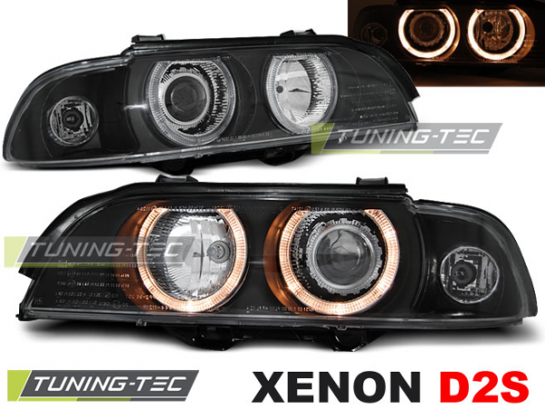 Xenon Scheinwerfer Angel Eyes für BMW 5er E39 Bj. 95-00 Schwarz
