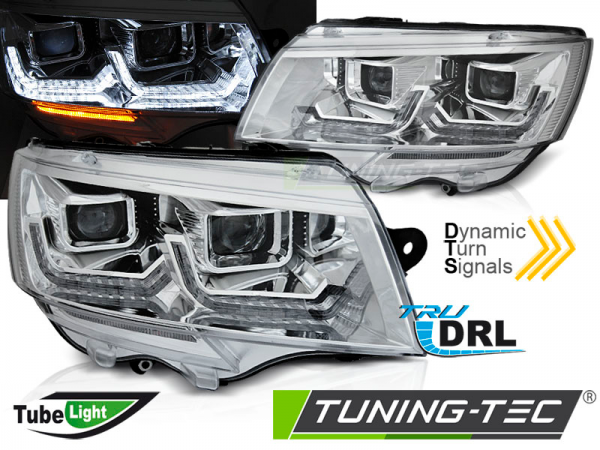 Scheinwerfer DRL LED Tagfahrlicht für VW T6.1 Chrom Bj. 19-24 mit dynamischem Blinker