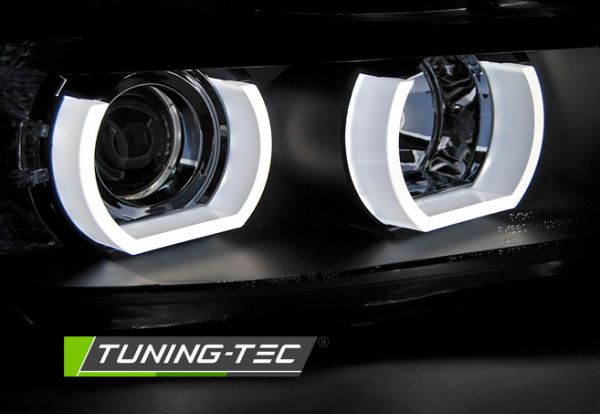 Scheinwerfer 3D Angel Eyes für BMW 3er E90 E91 LCI Facelift Bj. 08-12 Schwarz