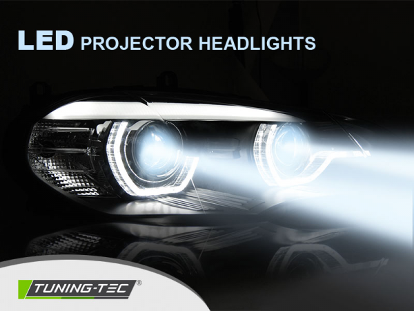 LED DRL Scheinwerfer 3D Angel Eyes für BMW X5 E70 Bj. 07-13 Schwarz AFS