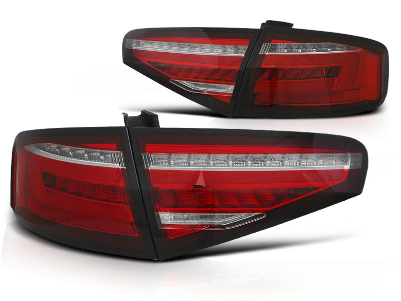 Voll LED Lightbar Rückleuchten für Audi A4 B8 (8K) Bj. 11-15 Rot/Chrom für Halogen