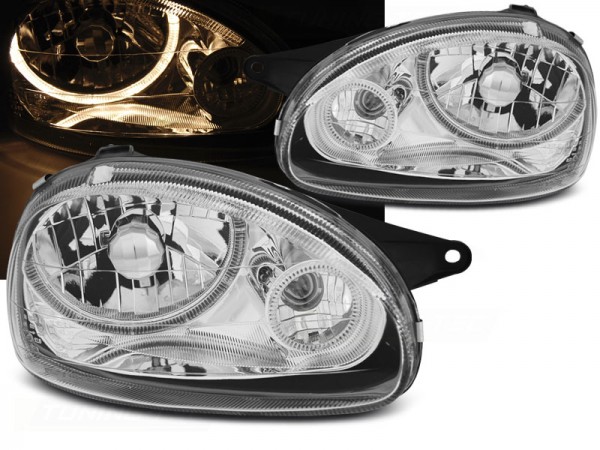 Scheinwerfer Angel Eyes für Opel Corsa B Bj. 93-00 Chrom