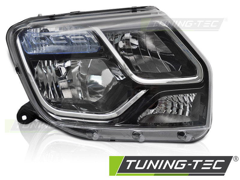 Scheinwerfer Halogen Rechts für Dacia Duster H79 Bj. 13-15 DRL H1 H7 Schwarz