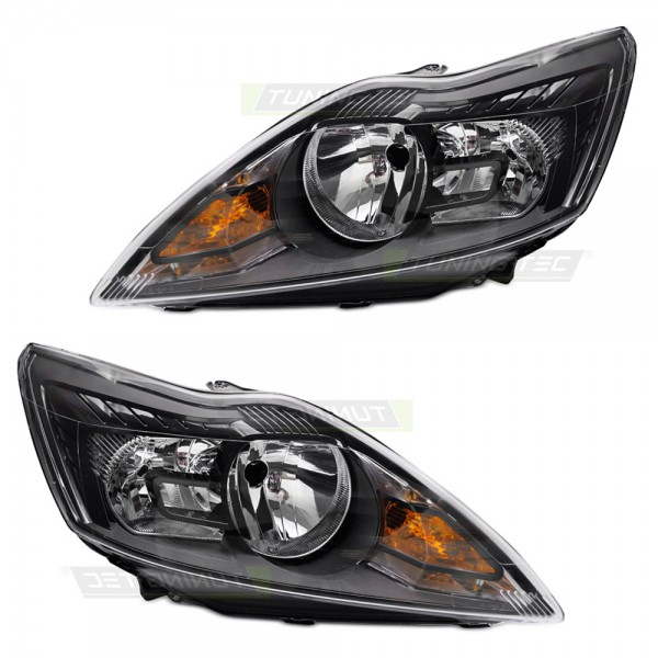 Scheinwerfer Halogen Set für Ford Focus MK2 Facelift Bj. 08-10 H1 H7 Schwarz