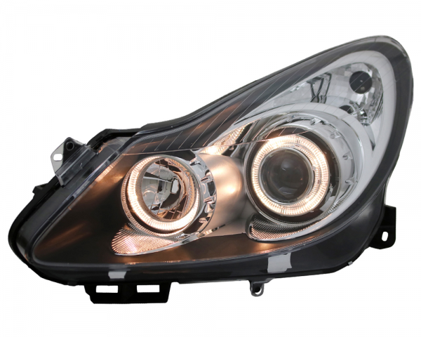 Scheinwerfer Angel Eyes für Opel Corsa D Bj. 06-11 Schwarz