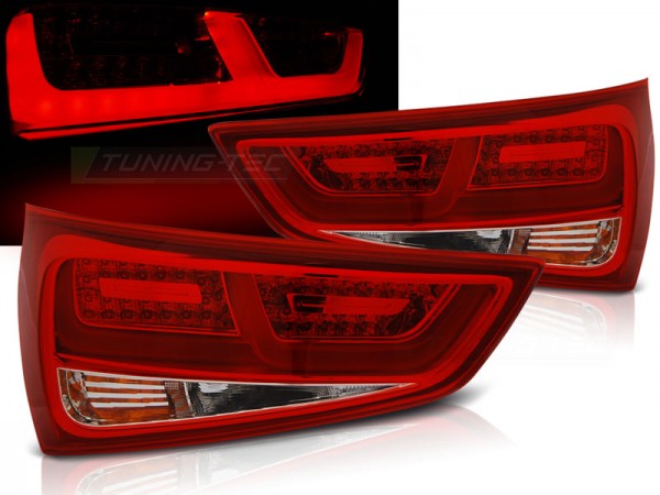 LED Lightbar Rückleuchten für Audi A1 + Sportback Bj. 10-14 Rot/Chrom