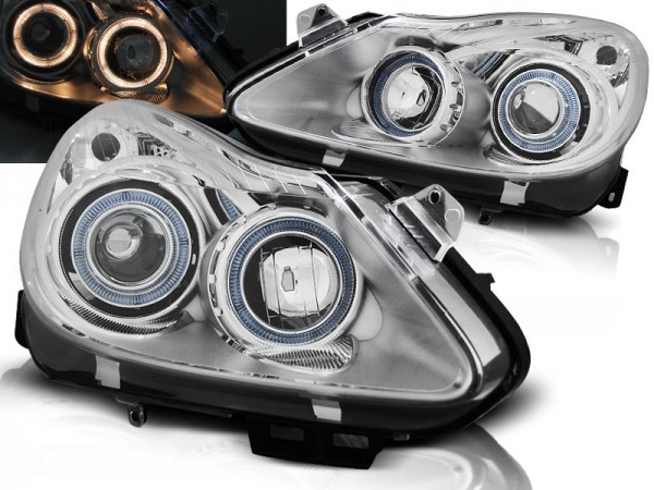 Scheinwerfer Angel Eyes für Opel Corsa D Bj. 06-11 Chrom