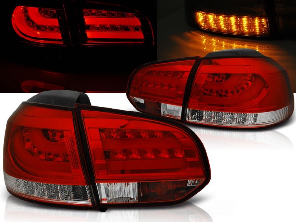 LED Lightbar Rückleuchten für VW Golf 6 (VI) Bj. 08-12 Rot/Chrom