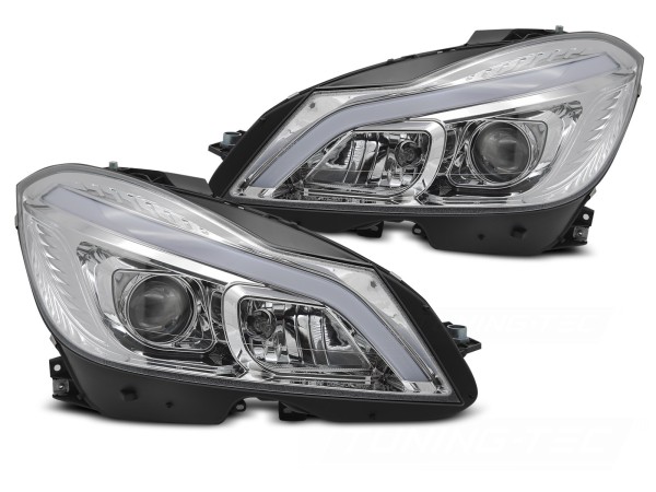 Scheinwerfer LED Tagfahrlicht für Mercedes C-Klasse W204 Bj. 11-15 Chrom