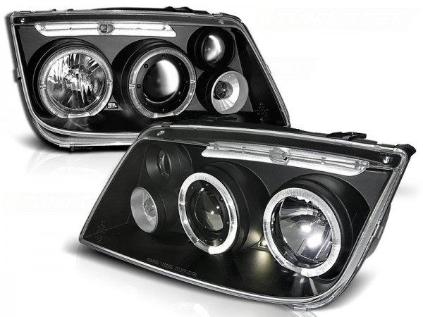 Scheinwerfer Angel Eyes für VW Bora Bj. 98-05 Schwarz