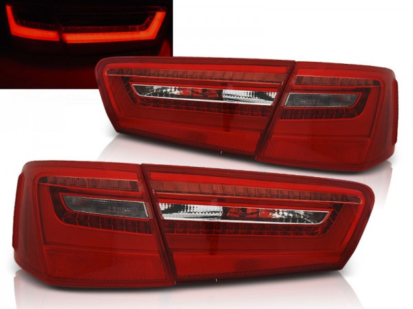 LED Lightbar Rückleuchten für Audi A6 4G C7 Limo Bj. 2011-2014 Rot/Chrom