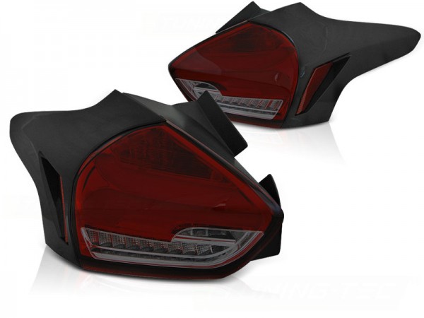 LED Lightbar Rückleuchten für Ford Focus MK3 Bj. 15-18 Rot/Smoke dynamischer Blinker