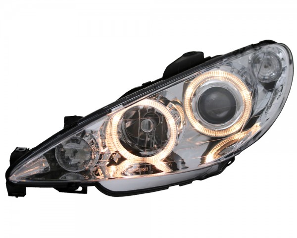 Scheinwerfer Angel Eyes für Peugeot 206 Bj. 98-06 Chrom