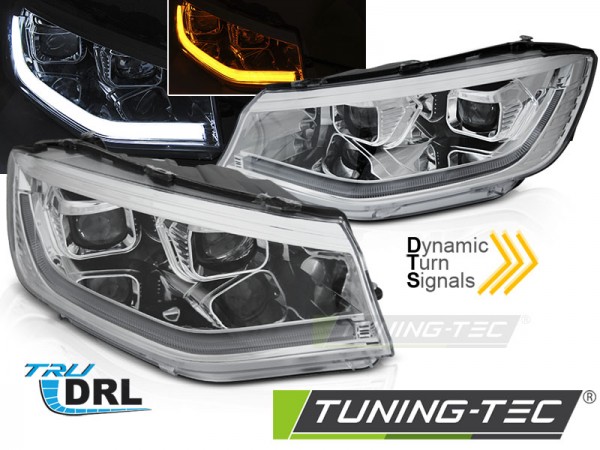 Scheinwerfer DRL LED Tagfahrlicht für VW Caddy V 5 Bj. 2020- Chrom dynamischer Blinker