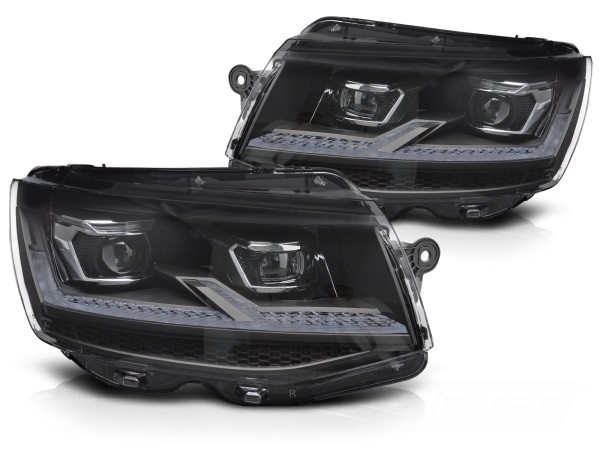 Voll LED Scheinwerfer Tagfahrlicht für VW T6 Bj. 15-19 Schwarz mit dynamischem LED Blinker