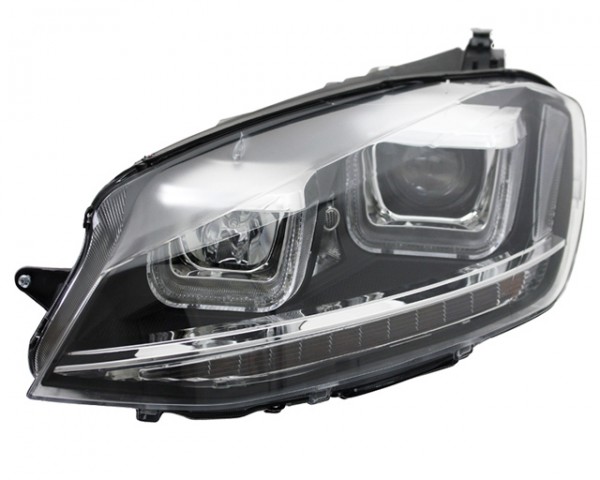Scheinwerfer U-Tube LED Tagfahrlicht für VW Golf 7 Bj. 12-16 Schwarz Chrom mit LED Blinker