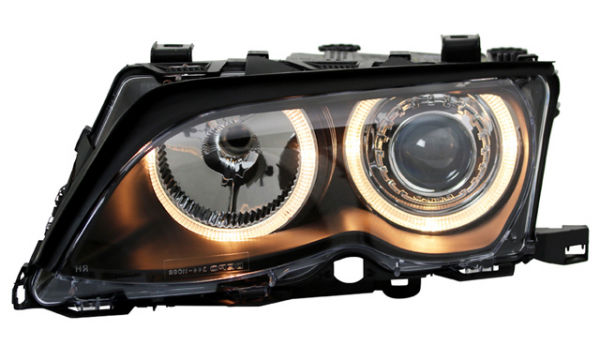 Scheinwerfer LED Angel Eyes für BMW 3er E46 Limo Touring Bj. 01-05 Schwarz
