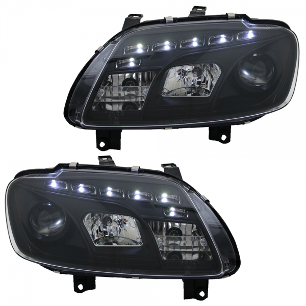 Scheinwerfer LED Tagfahrlicht Optik für VW Touran 1T / Caddy 3 (2K) Schwarz