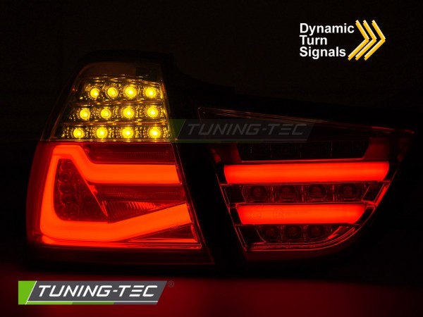 Voll LED Lightbar Rückleuchten für BMW E90 LCI Limo Bj. 08-12 Rot/Chrom
