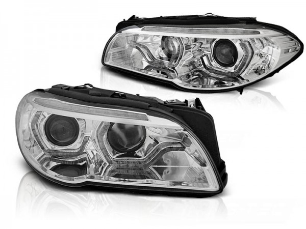 Xenon Scheinwerfer DRL LED Tagfahrlicht für BMW 5er F10 F11 Bj. 10-13 Chrom