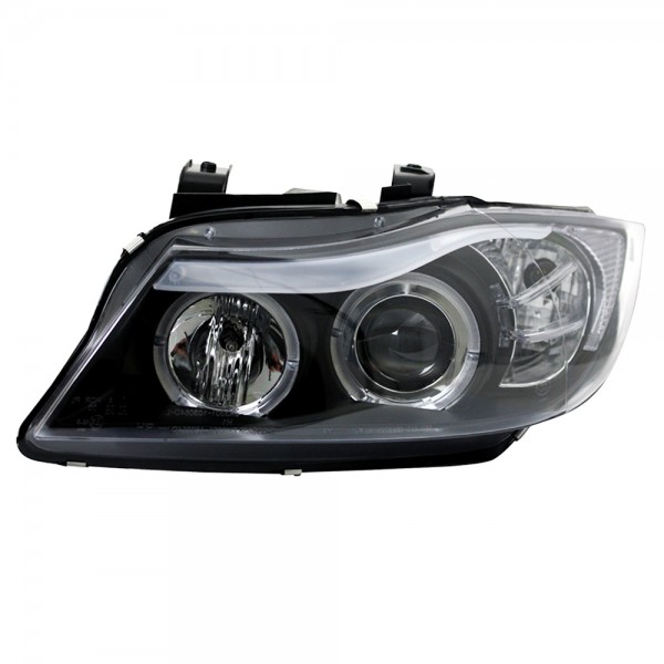 Scheinwerfer Angel Eyes für BMW 3er E90 E91 Bj. 05-08 Schwarz