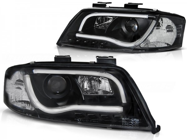 Scheinwerfer LED Tagfahrlicht Optik für Audi A6 C5 4B Bj. 97-01 Schwarz LTI