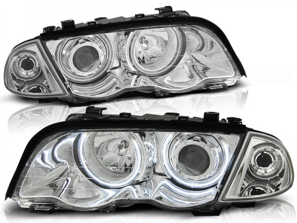 Scheinwerfer CCFL Angel Eyes für BMW 3er E46 Limo Touring Bj. 98-01 Chrom