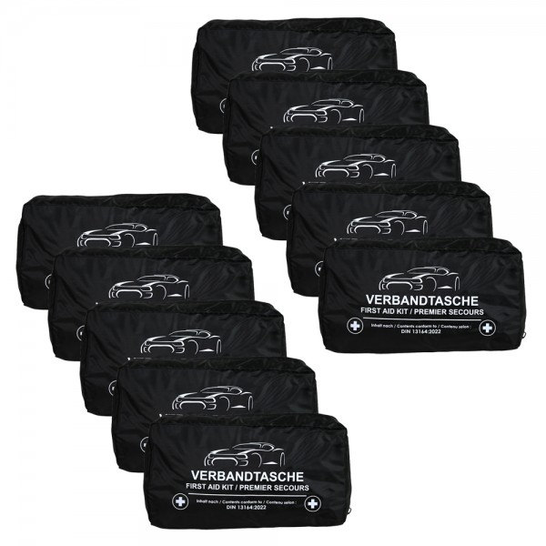 10x Auto Verbandstasche Erste Hilfe Set Verbandskasten KFZ PKW DIN 13164 Schwarz